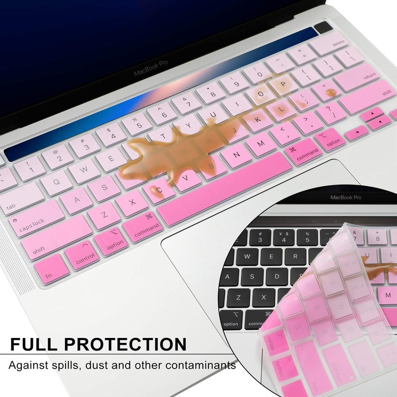 Allinside Keyboard Cover Skin for 2020 MacBook Pro 13 inch A2338 M1 A2251 A2289 and 2019 MacBook Pro 16 inch A2141 with Touch Bar & Touch ID, Ombre Pink - Image 4